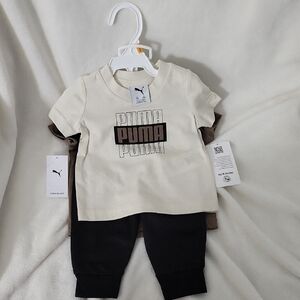 Puma Cream and Black Infant Set